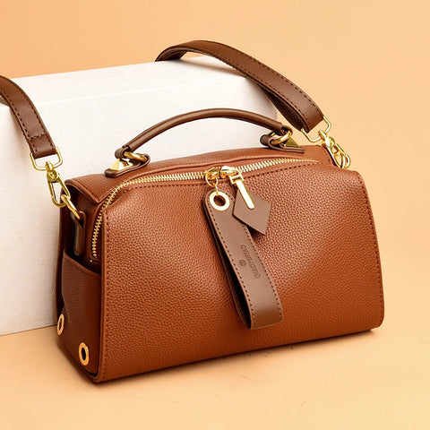 High Quality Solid Color Leather Shoulder Crossbody Bag For Women Luxury