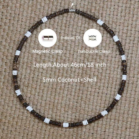 Bohemia Surfer Necklace For Men Simple Geometric Tribal Ethnic Coconut Shell Beaded