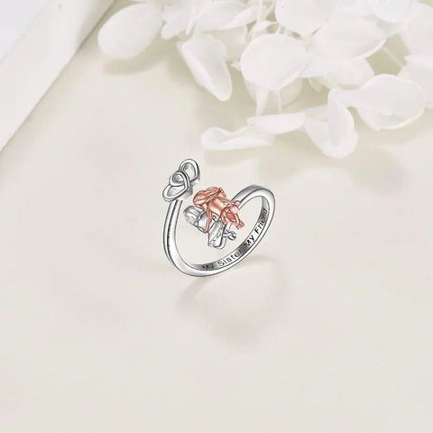 Anillo creativo de hermanas con forma de corazón