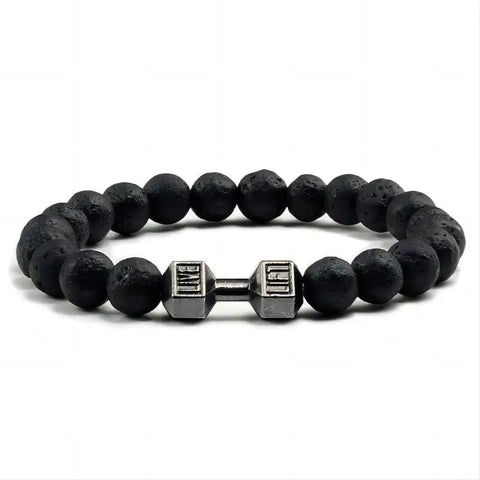 Black natural volcanic lava stone bracelet