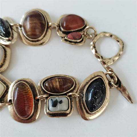 Indian Ethnic Vintage Bracelet  Boho de Metal e e Resin Stone