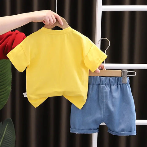 Conjunto de 2 camisetas y pantalones cortos de algodón para bebés