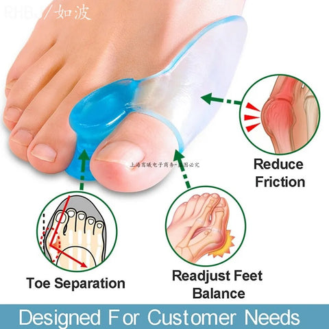 Corretor de polegar em gel de silicone, protetor de joanete e dedo do pé, alisador de dedo, almofadas de alívio para cuidados com os pés
