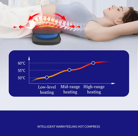 Massageador elétrico de tração lombar para alívio da dor, intensidade ajustável, vibração, corretor de postura traseira inflável inteligente