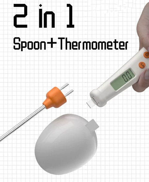 Báscula electrónica, cuchara medidora, pesaje, termómetro de cocina, herramientas de medición 2 en 1