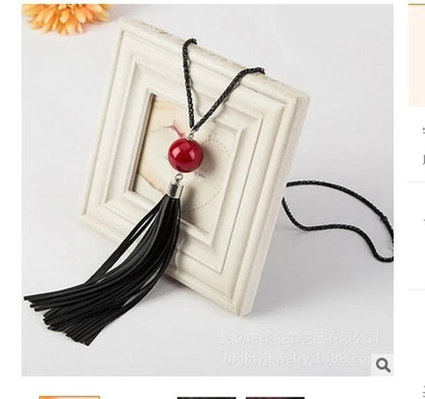 Tassel Pendant Sweater Chain Long Beads Necklace for Women Girls Fashion Jewelry Gift wholesale