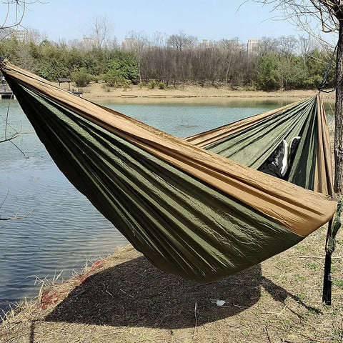 Persona doble al aire libre jardín Camping hamaca paracaídas ligero Nylon viaje senderismo columpio colgar cama para dormir