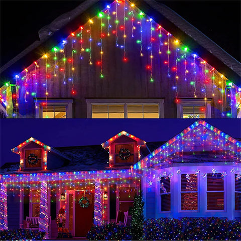 Cortina de LED externa para decorações de Natal externas de casa