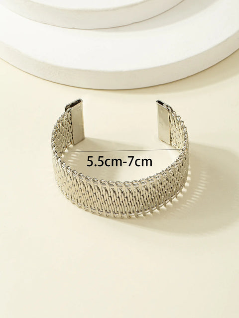 Open  Bracelet Exaggerated Dense Line Embossed Jewelry