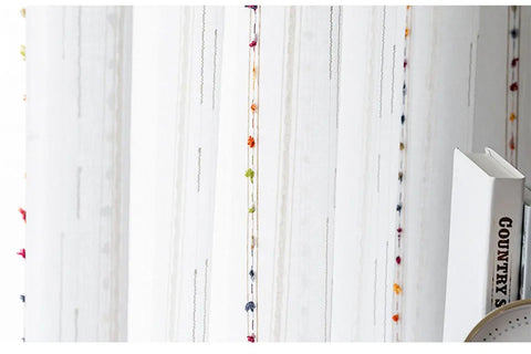 Cortinas de janela de tule bordado estereoscópico colorido