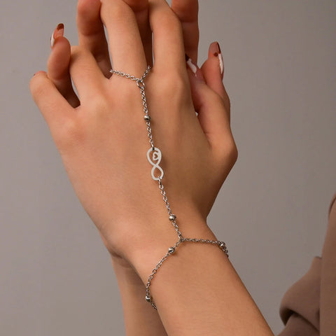 Pulsera minimalista con símbolo infinito y creatividad para mujer, cadena para dedo, joyería, regalo, accesorios de ropa