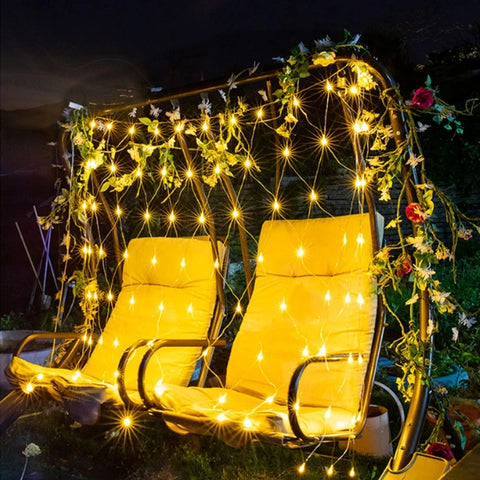 Lámparas de red de pesca LED navideñas, luces de cadena de luces de estrellas, luces navideñas impermeables para exteriores, decoración de arbustos, fiestas en el jardín, Navidad