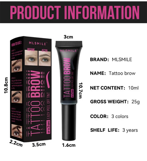 New Tearing Eyebrow Gel Makeup Semi-Permanent Waterproof Long Lasting Tattoo Tint Sweatproof Peel Off Dye Eyebrow Cream Cosmetic