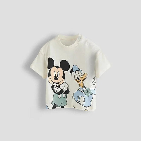 Camiseta ropa de verano Tops Disney dibujos animados Mickey ropa para niños camisetas de manga corta ropa para niños camisetas 1-7 años