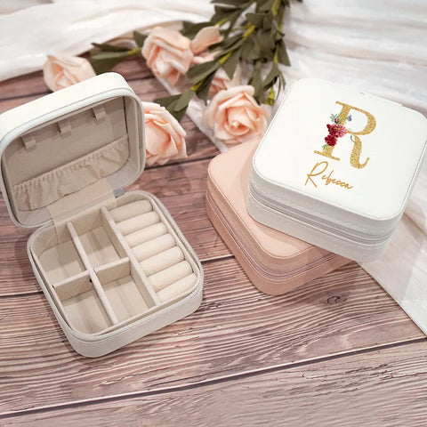 Customized Women's Jewelry Box Unique Leather Bridesmaid Proposal Gift Ring Earrings Storage Box