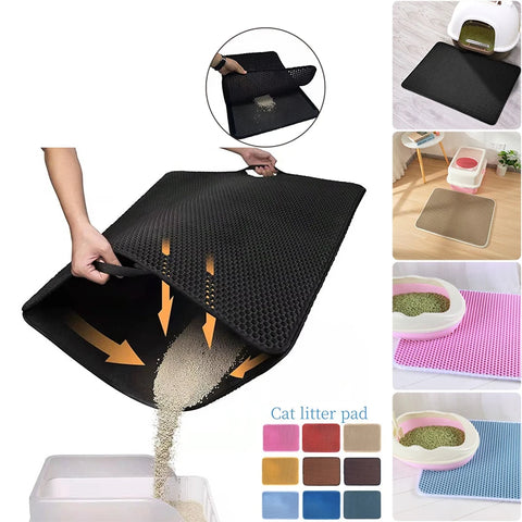 Almohadilla para arena para gatos de doble capa, impermeable, antideslizante, filtro para arena para gatos, alfombrilla para suelo para perros y gatitos