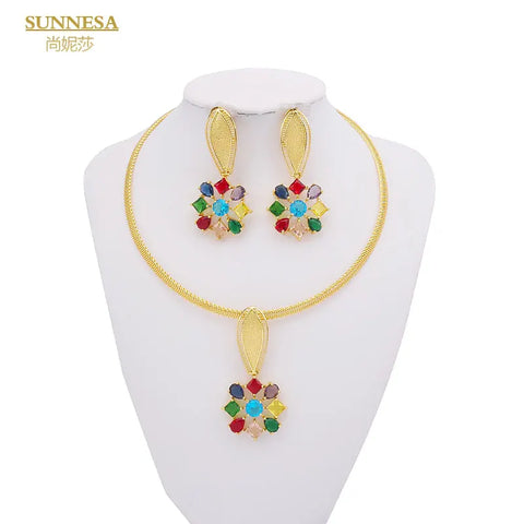 Dubai Jewelry Set Luxury Zircon 18K Gold Plated African Style