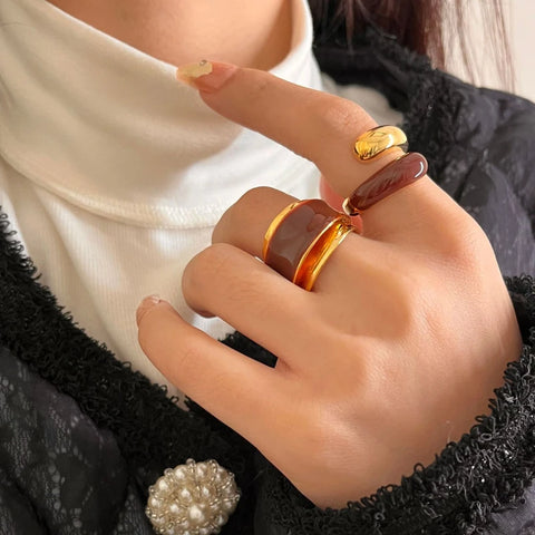 Anillos abiertos de metal de diseño europeo y americano de joyería moderna para mujer