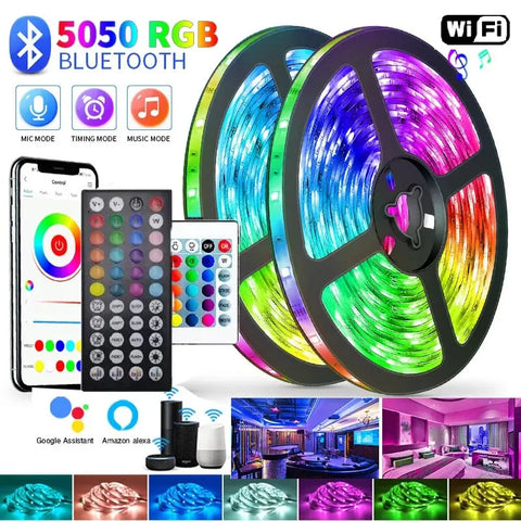 Fita de LED WIFI RGB 5050 Bluetooth APP Controle Led Diodo Flexível Decoração Para Festa Festival TV Mesa Quarto