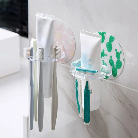 Suporte de escova de dentes de plástico Rack de armazenamento de pasta de dentes Dispensador de escova de dentes