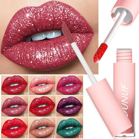 Brillo de diamante resistente al agua, brillo de labios reluciente, 18 colores, lápiz labial líquido con brillo mate, brillo de labios de Color perla de diamante, maquillaje Sexy