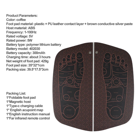 Ems elétrico massageador de pés almofada micro-corrente pulso ponto de acupuntura pés tapete de massagem dispositivo de estimulação muscular alívio da dor