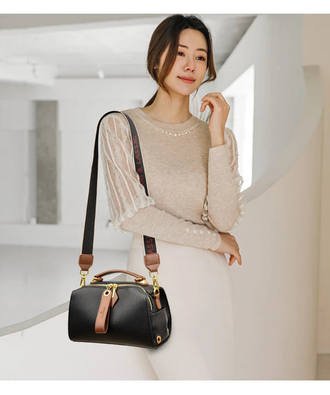 High Quality Solid Color Leather Shoulder Crossbody Bag For Women Luxury