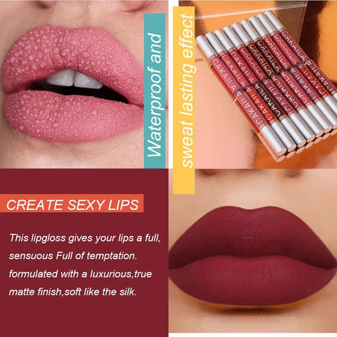 Esmalte de labios de terciopelo mate, resistente al agua, de larga duración, no se decolora, brillo de labios suave y sedoso, maquillaje, bálsamo labial Sexy para mujer, regalo