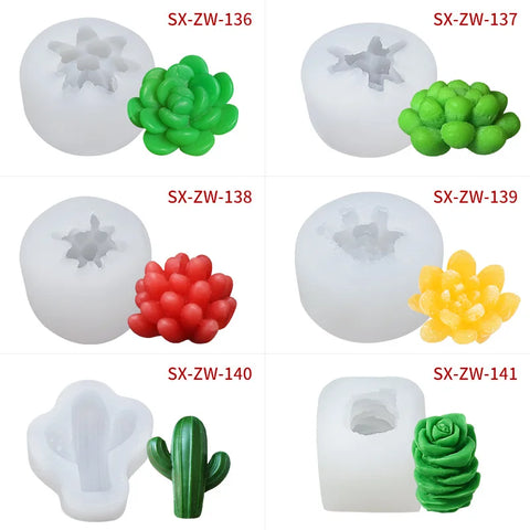 3D Silicone Candle Mold Forms Simulation Succulent Cactus Scented Candle Plant Flower Soap Aromatherapy Candle Making Mold Craft