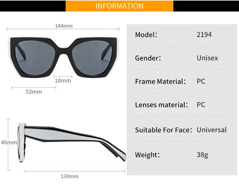 Luxury Women's Sunglasses Fashion  Polygon Elegant in Polycarbonate Whit Protection UV400