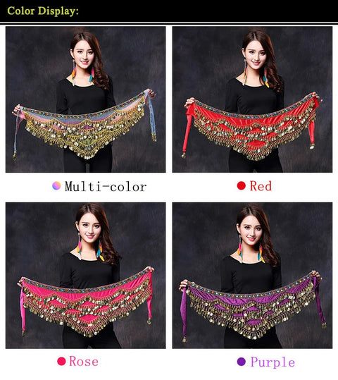 Oriental/Indian Belly Dance Coin Belt Belly Dance Hip Scarf Golden Coins