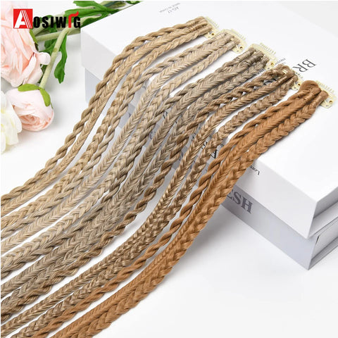 Braid Clip in Hair Extensions Braids Long Synthetic Hairpieces