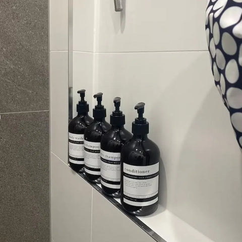 3Pcs Amber Shampoo Empty Bottle with Pump Shower Gel Dispenser for Shower Bathroom Shampoo Conditioner Bodywash Bottle Despenser