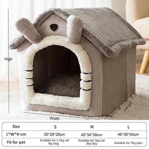 Indoor Warm pet House Soft Pet Bed Tent House Dog Kennel Cat Bed with Removable Cushion Suitable for Small Medium Large Pets