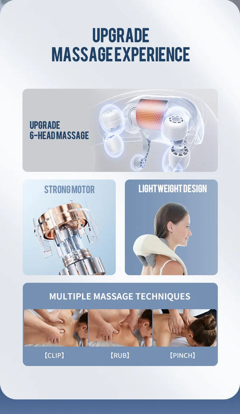 Massageador elétrico de pescoço e costas, sem fio, pescoço e ombros, travesseiro de massagem, trapézio, pescoço, cervical, costas, xale de massagem