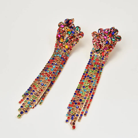 Luxury Long Earrings With Diamonds in Different Colors