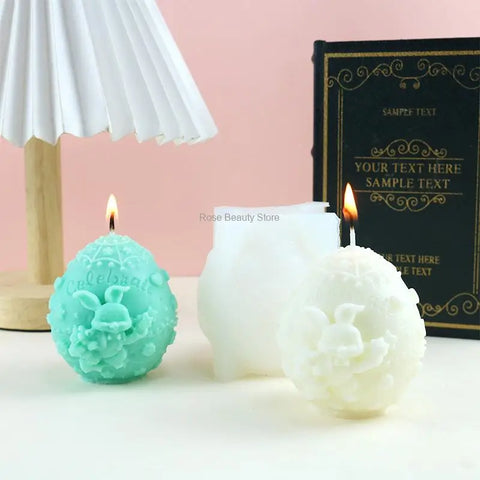 3D Egg Silicone Candle Mold Ball Soap Resin Plaster Mould Chocolate Cake Ice Making Set Home Decor Gift Easter Decorations
