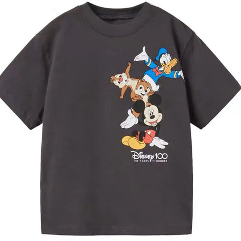 Camiseta de Disney, ropa de verano para niñas, niños, camisetas de Mickey y Pato Donald, estampado de dibujos animados informal de moda para niños