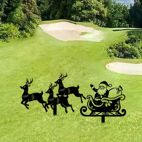 Outdoor Christmas Decorations Set, Reindeer & Christmas Sleigh Silhouette