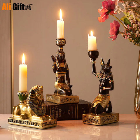 Vintage Candlestick Ancient Egypt Idol Candles Holder