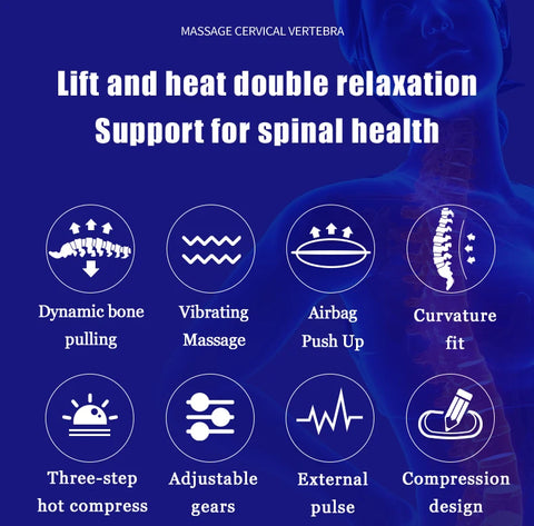 Massageador elétrico de tração lombar para alívio da dor, intensidade ajustável, vibração, corretor de postura traseira inflável inteligente