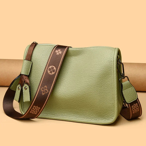 Bolso de mano de cuero genuino de alta calidad para mujer, bolsos de hombro tipo bandolera de cuero vacuno suave de lujo