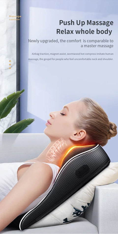 Electric Head Neck Cervical Traction Body Massager Pillow with Heating Vibrating Massage Device
