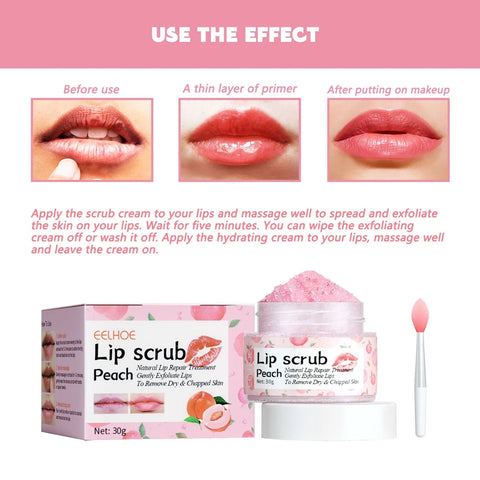 Peach Lip Scrub Exfoliating Lightening Fade Lip Lines Anti Dryness Removing Dead Skin Moisturizing Care Makeup Lip care
