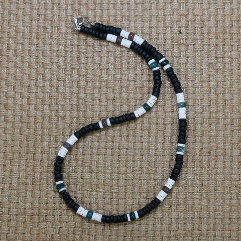 Bohemia Surfer Necklace For Men Simple Geometric Tribal Ethnic Coconut Shell Beaded