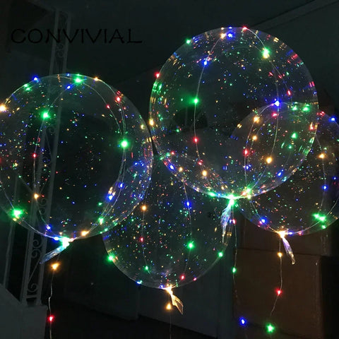 Globo LED con asa y palos Globos de helio transparentes luminosos Bobo Decoraciones para fiestas de cumpleaños y bodas Globos de luz LED para niños