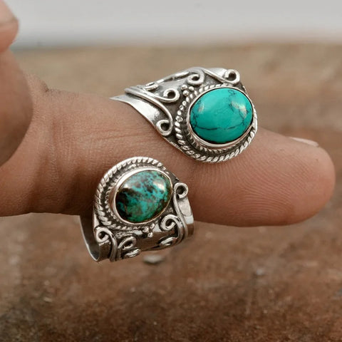 Anillos de piedra natural con incrustaciones de patrón de ratán de temperamento de estilo vintage para mujer Anillos abiertos