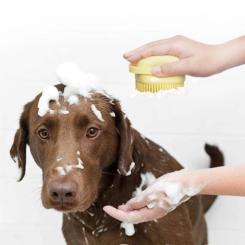 Escova de banho com reservatório de shampoo para Pets