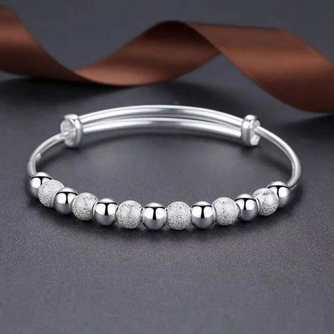 Adjustable bracelet with balls in 925 silver-color