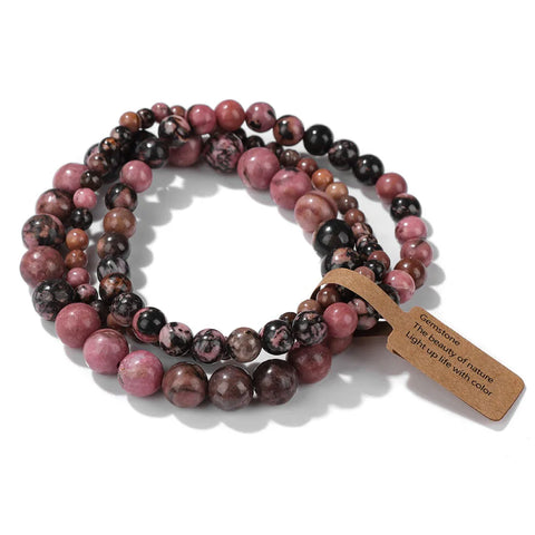 3pcs/set Natural Stone Beads Bracelet Agates, rhodonite, Quartz...